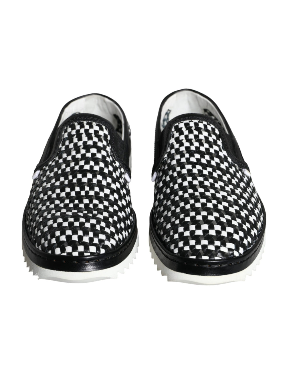 Dolce & Gabbana - Black White Weaved Slip On Men Loafers