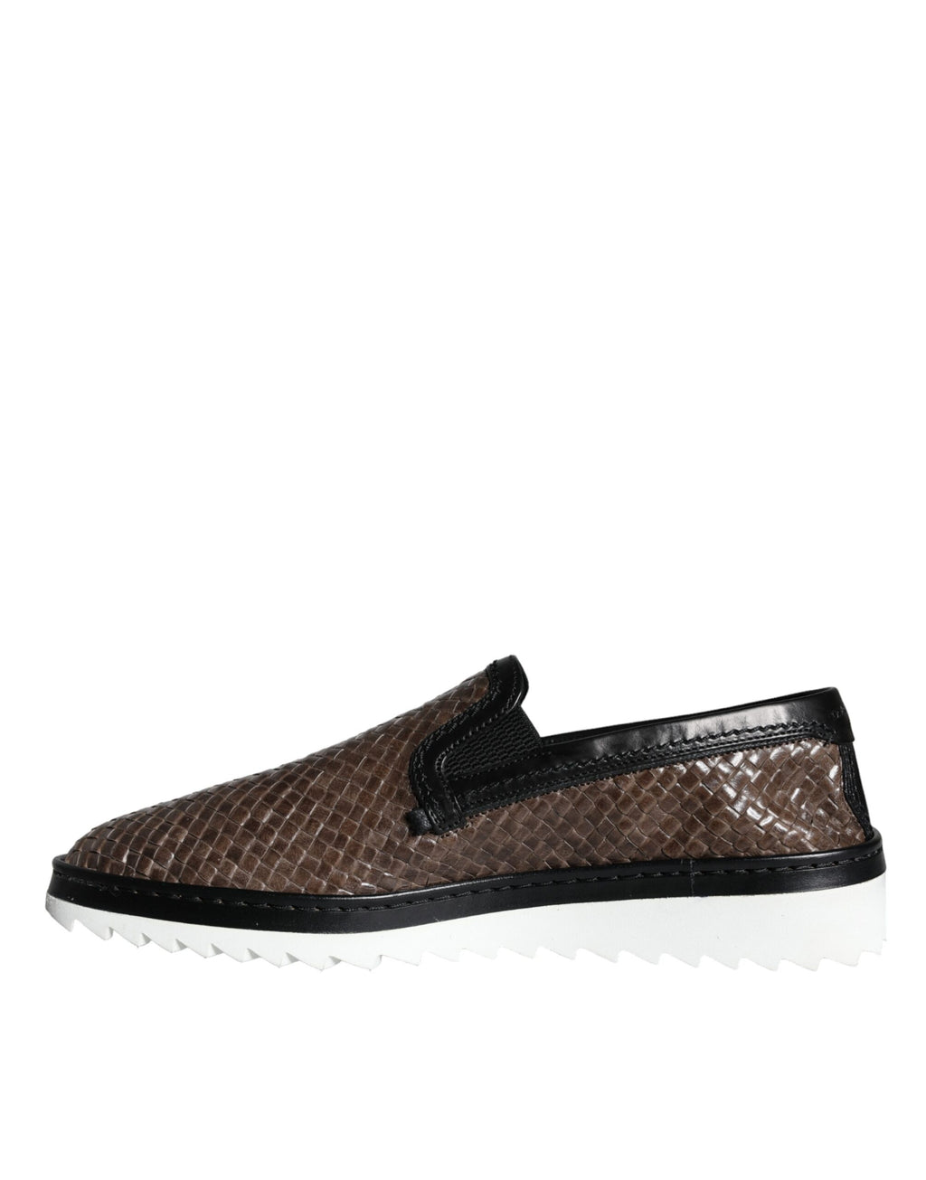 Dolce & Gabbana - Brown Black Leather Weaved Men Loafers