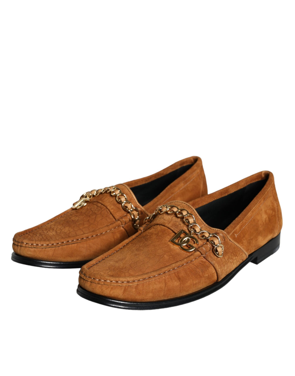 Dolce & Gabbana - Brown Velvet Leather Logo Mocassin Slip On