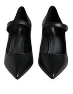 Dolce & Gabbana – Black Leather Logo Heel Mary Jane Pumps