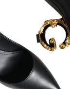 Dolce & Gabbana – Black Leather Logo Heel Mary Jane Pumps