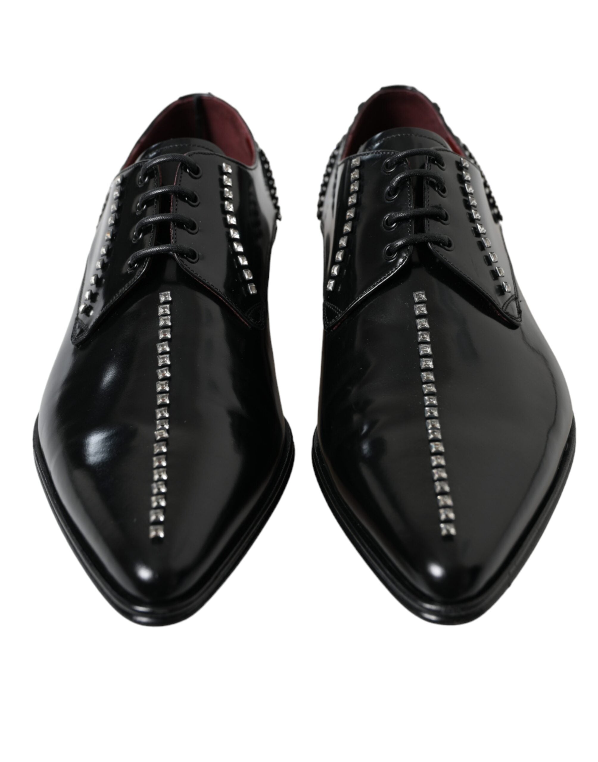 Dolce & Gabbana – Black Crystal Leather Derby Formal Shoes