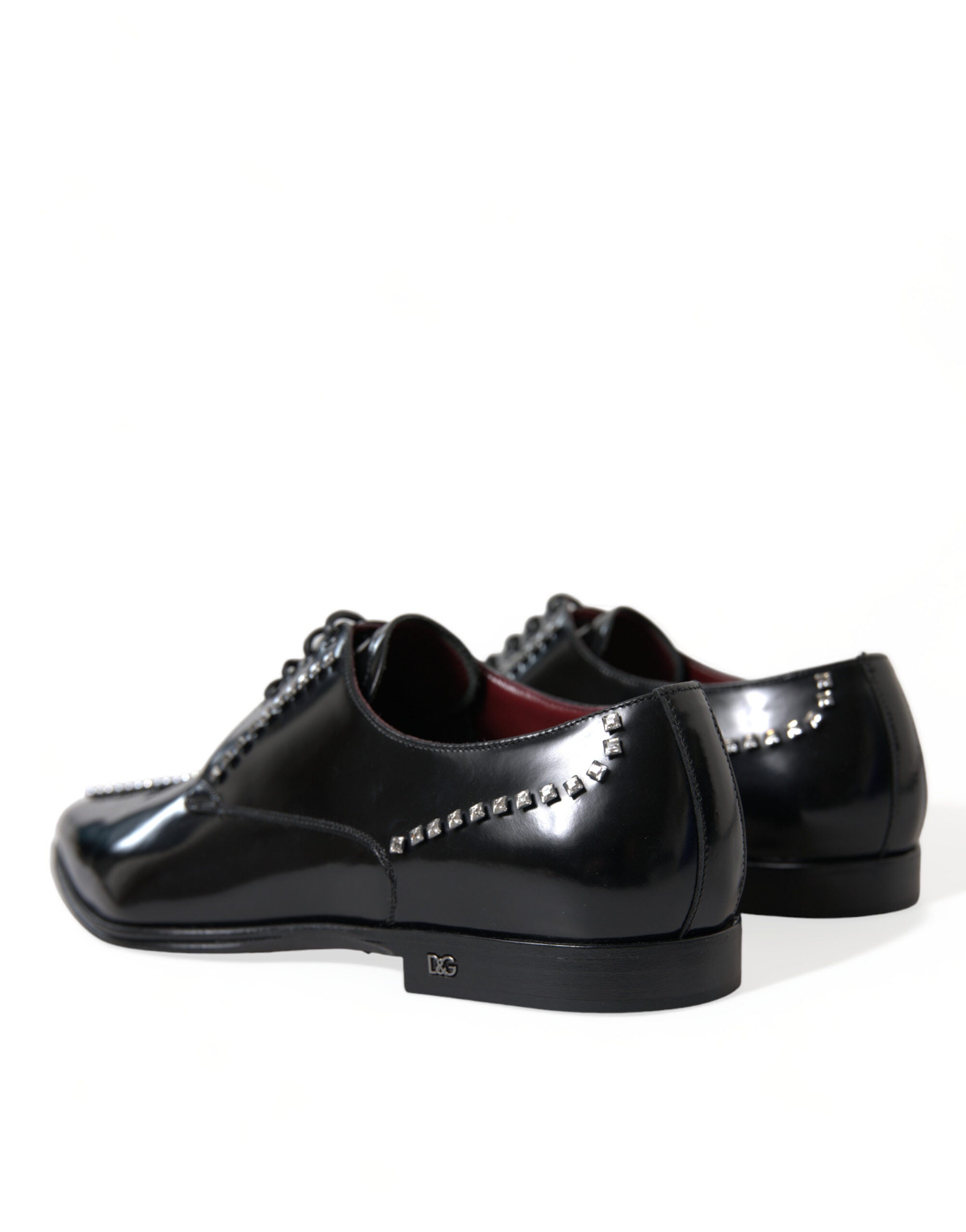 Dolce & Gabbana – Black Crystal Leather Derby Formal Shoes
