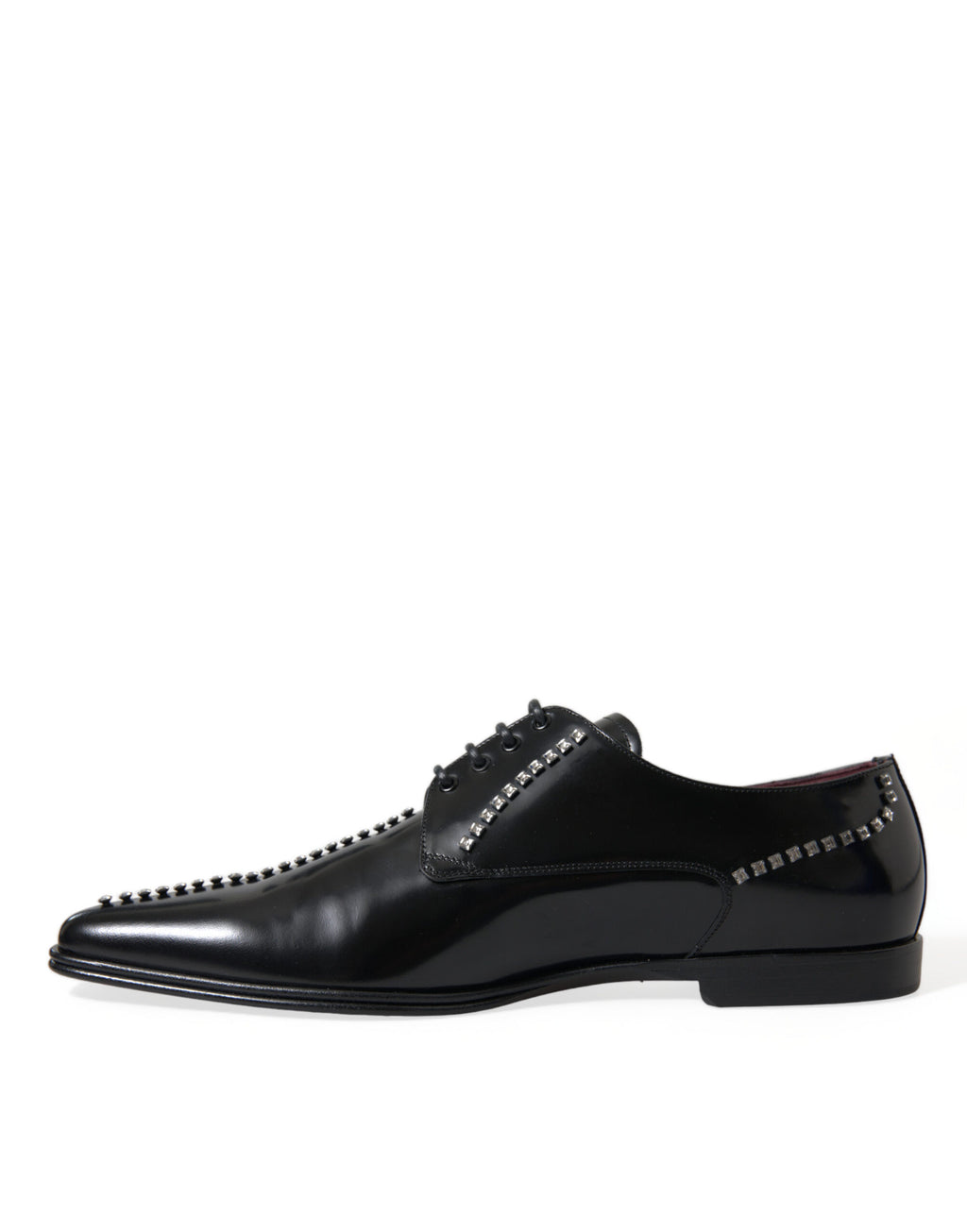 Dolce & Gabbana – Black Crystal Leather Derby Formal Shoes