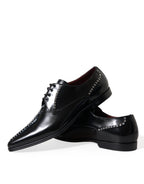 Dolce & Gabbana – Black Crystal Leather Derby Formal Shoes