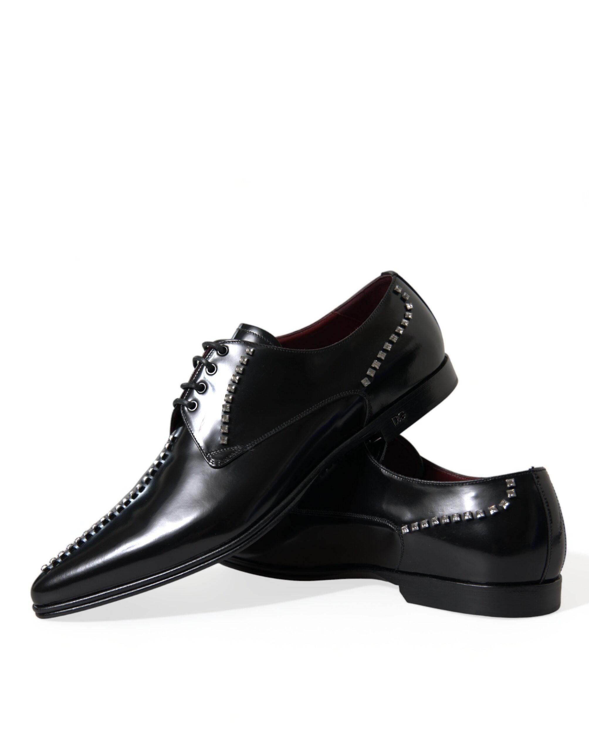 Dolce & Gabbana – Black Crystal Leather Derby Formal Shoes