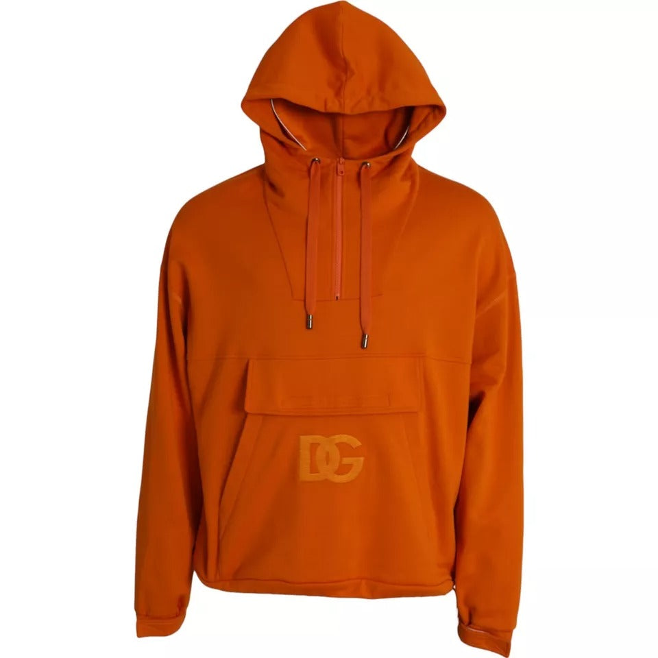 Dolce & Gabbana - Orange Hooded Pullover Sweatshirt Sweater