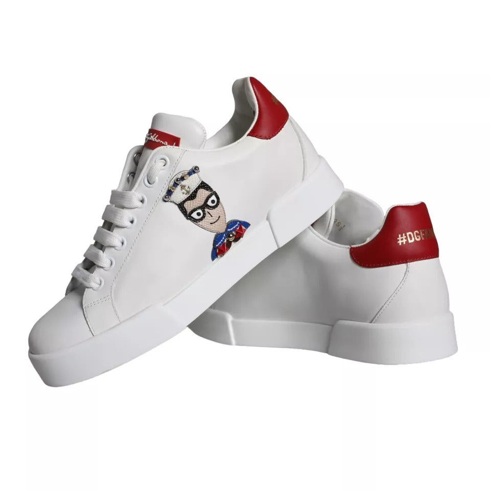 Dolce & Gabbana – White & Red Patch Portofino Sneakers