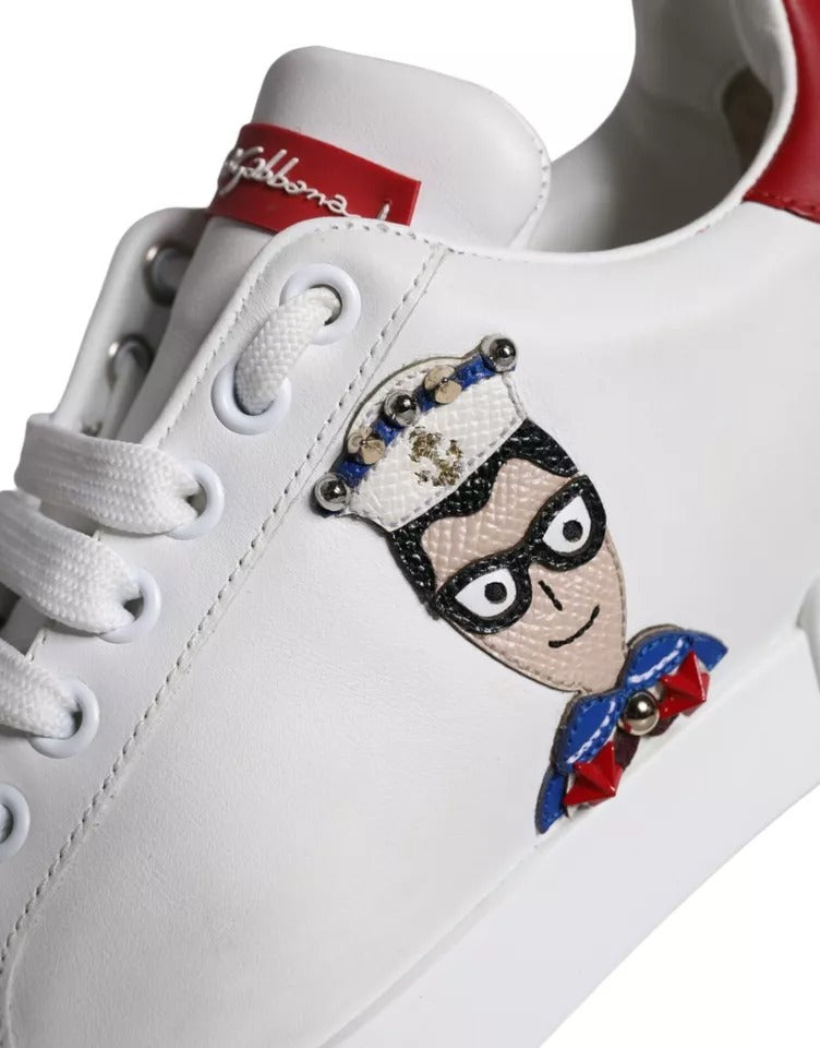 Dolce & Gabbana – White & Red Patch Portofino Sneakers