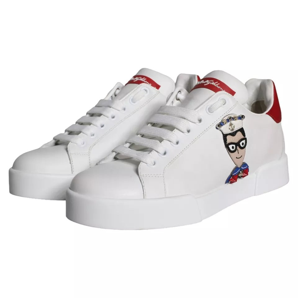 Dolce & Gabbana – White & Red Patch Portofino Sneakers