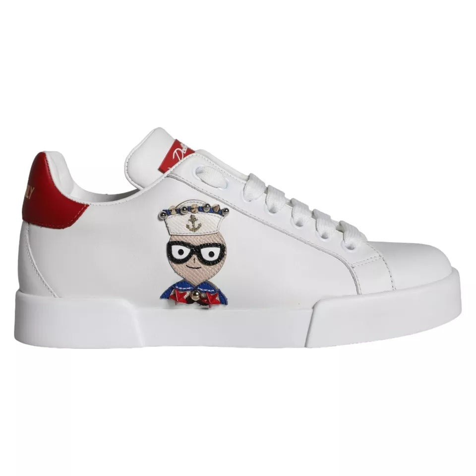 Dolce & Gabbana – White & Red Patch Portofino Sneakers