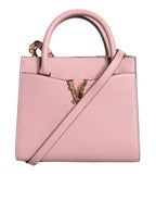 Versace - Pink Small Top Handle Grainy Calf Leather Crossbody Bag