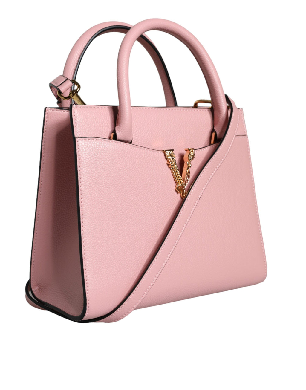 Versace - Pink Small Top Handle Grainy Calf Leather Crossbody Bag