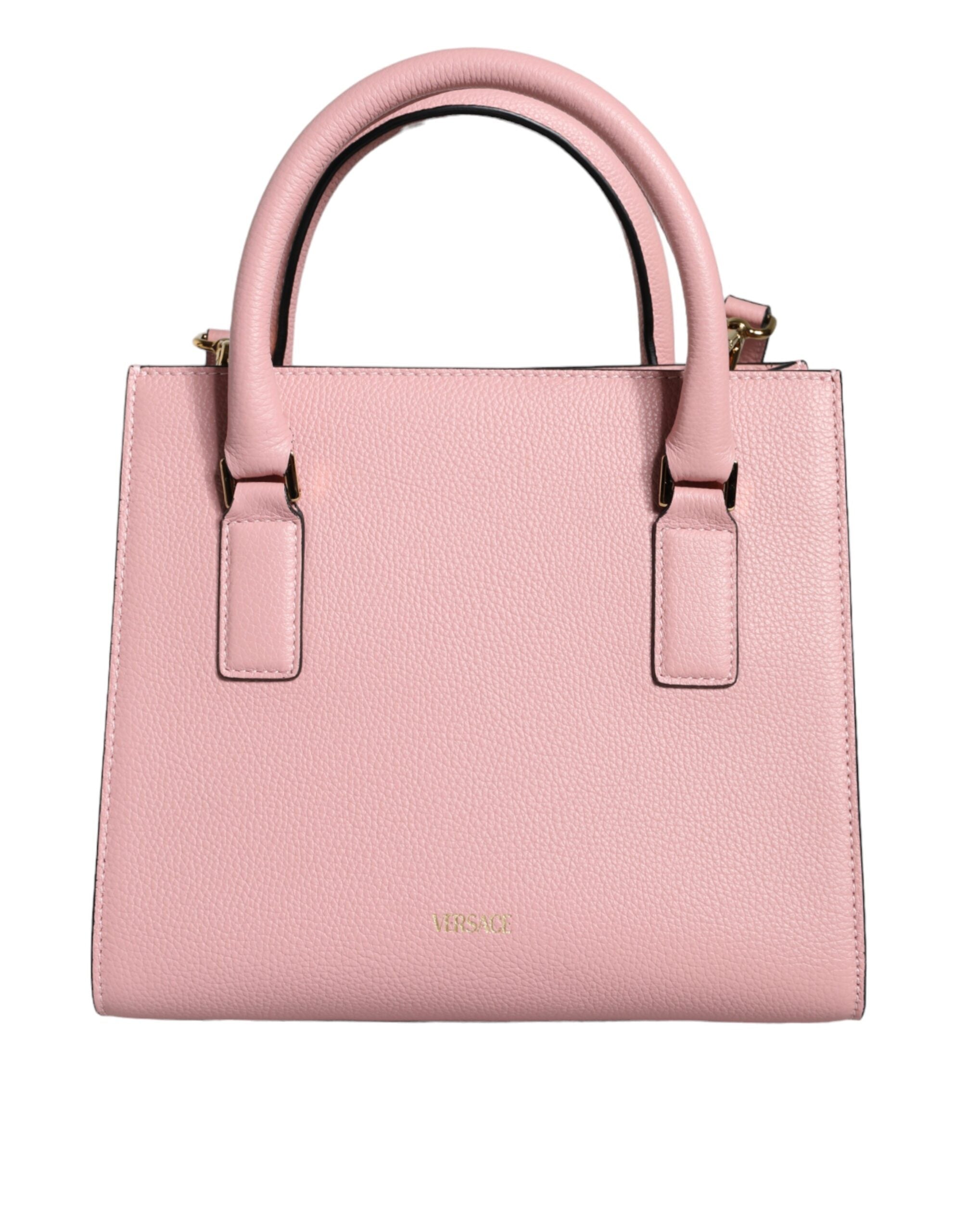 Versace - Pink Small Top Handle Grainy Calf Leather Crossbody Bag