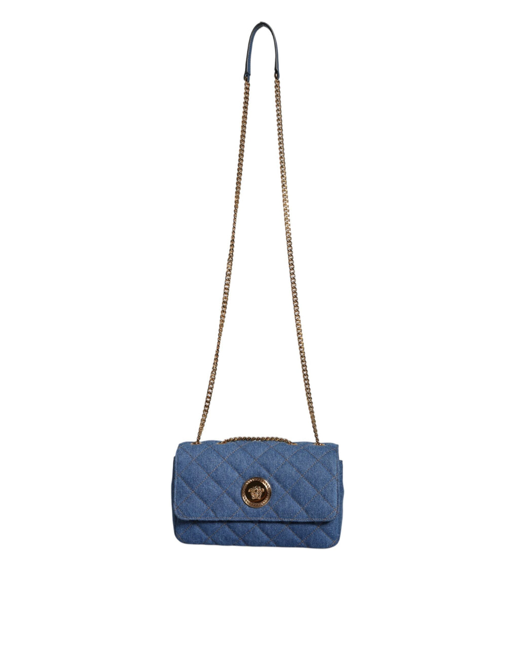 Versace – Blue Quilted Denim Crossbody Bag