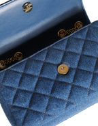 Versace – Blue Quilted Denim Crossbody Bag