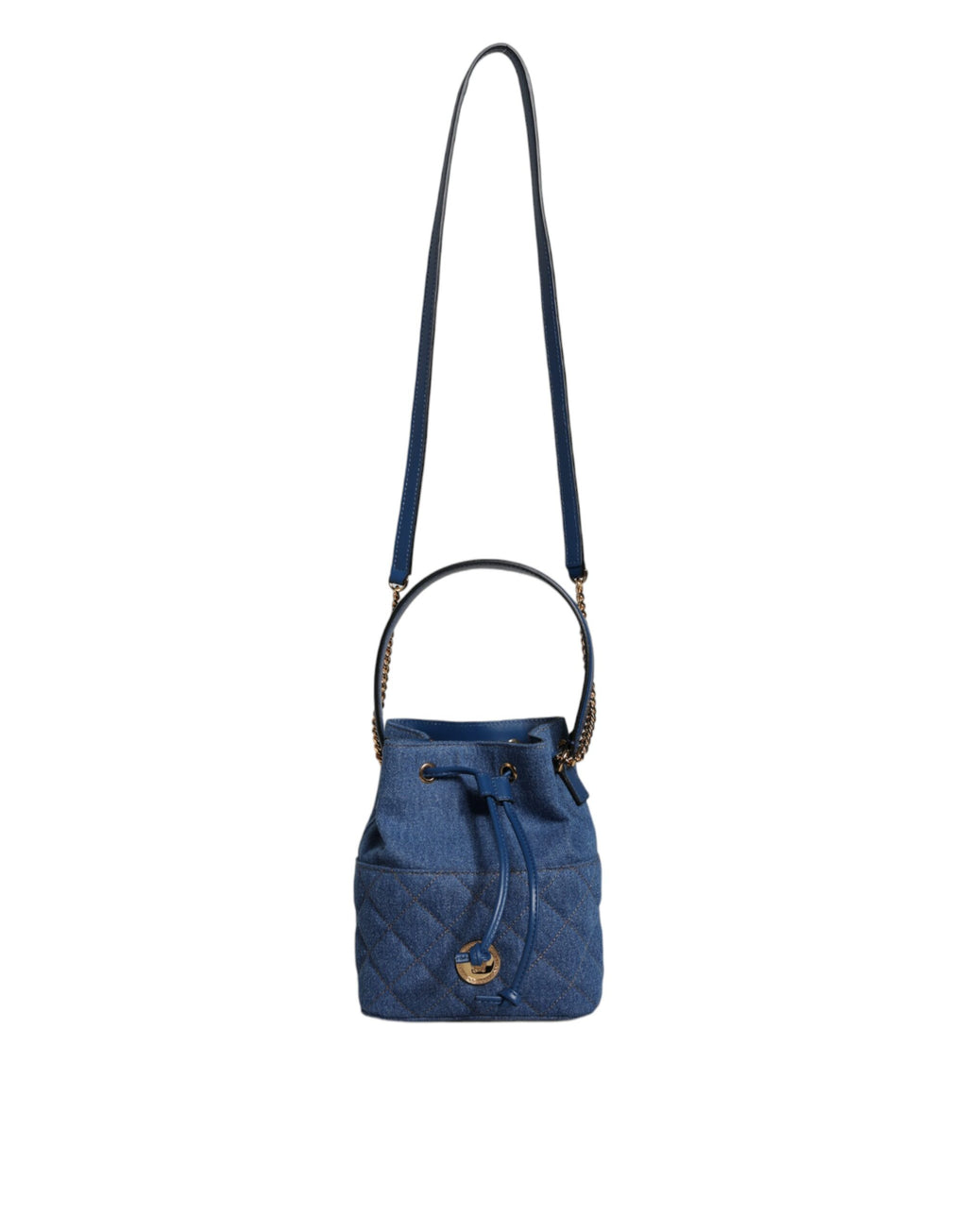 Versace - Blue Quilted Denim Leather Crossbody Shoulder Bag