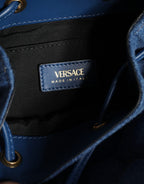 Versace - Blue Quilted Denim Leather Crossbody Shoulder Bag