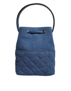 Versace - Blue Quilted Denim Leather Crossbody Shoulder Bag