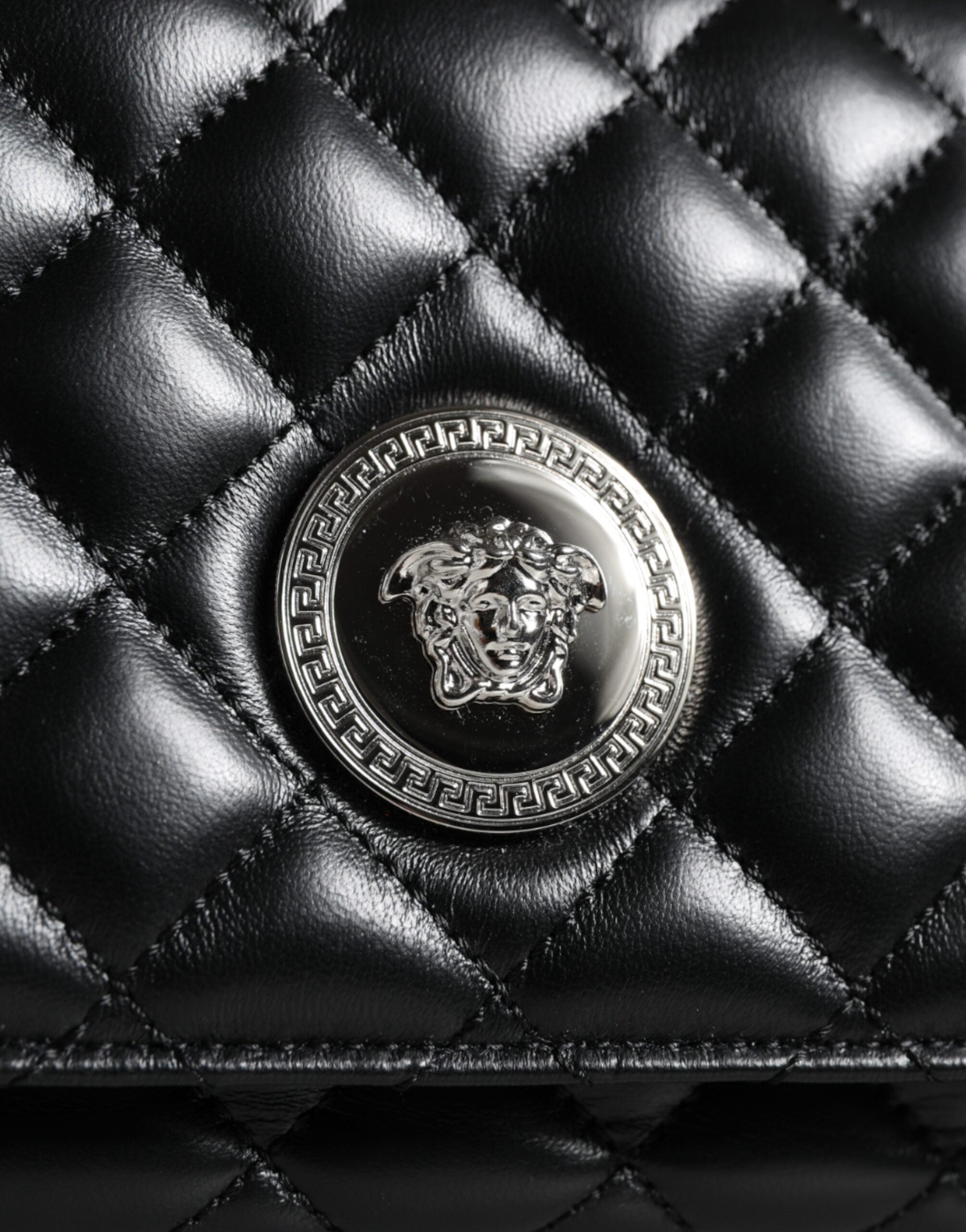 Versace – Black Quilted Lambskin Crossbody Bag