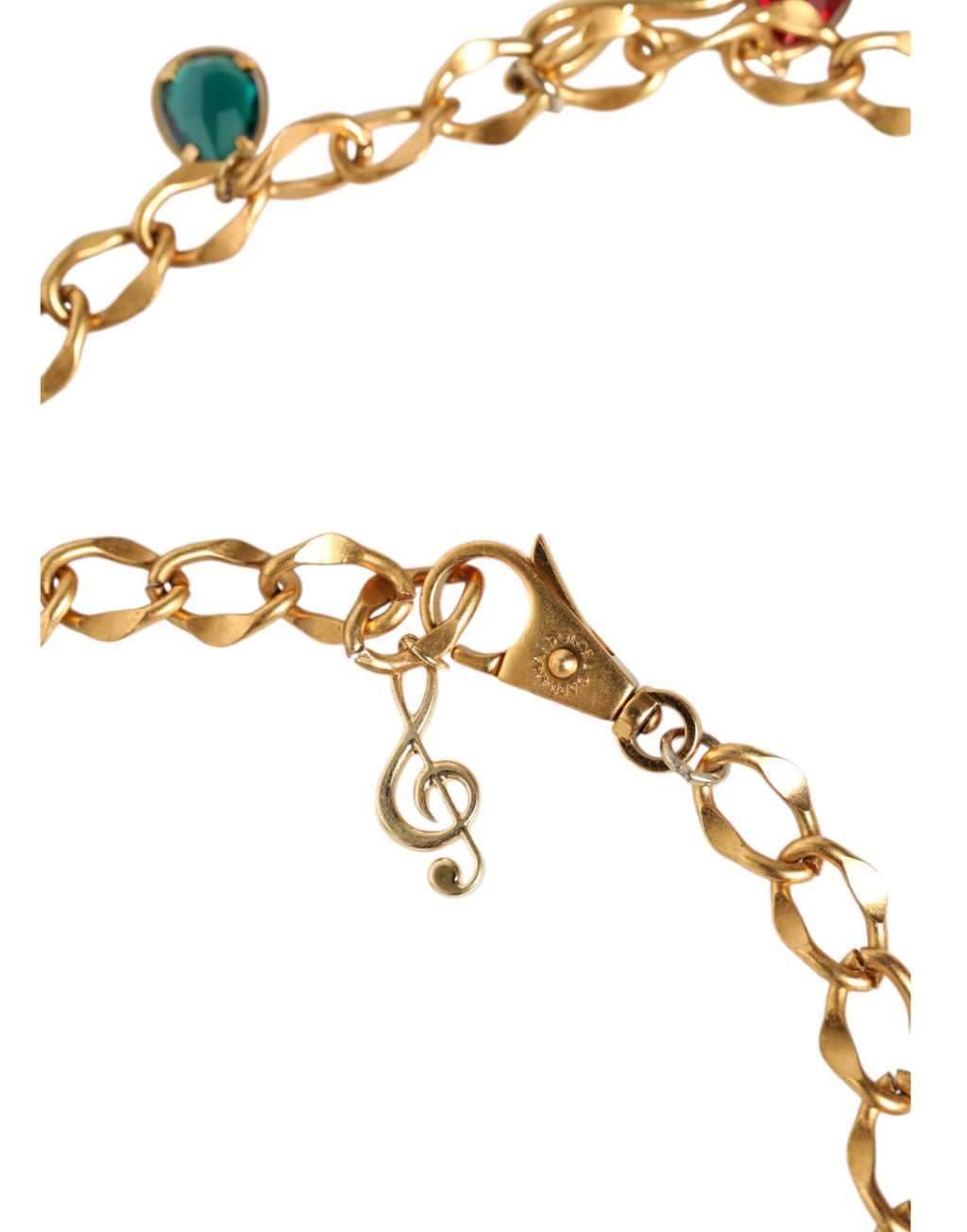 Dolce & Gabbana - Gold Tone Brass Fruity Crystal Embellished Waist Chain Belt
