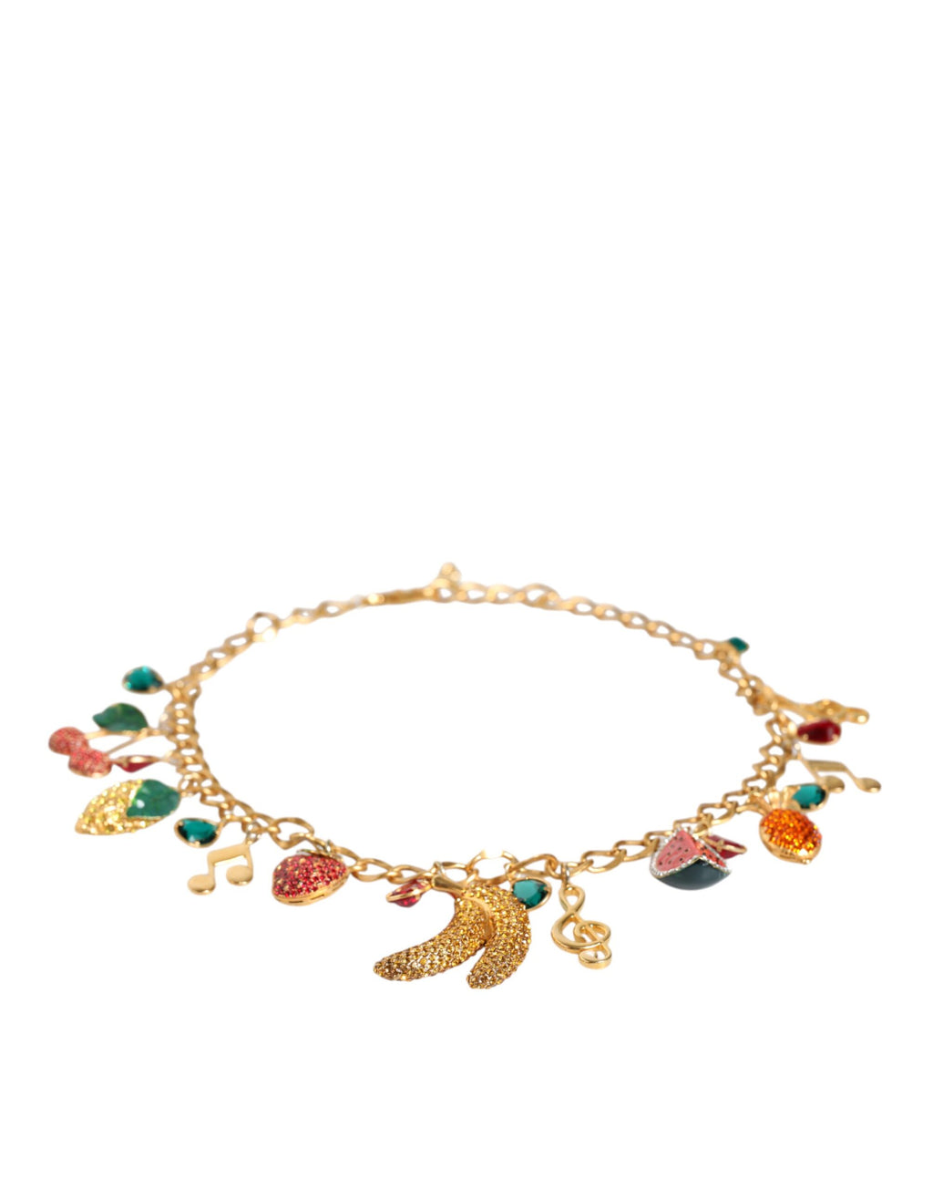 Dolce & Gabbana - Gold Tone Brass Fruity Crystal Embellished Waist Chain Belt