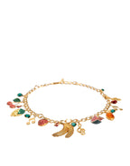 Dolce & Gabbana - Gold Tone Brass Fruity Crystal Embellished Waist Chain Belt