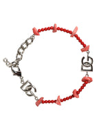 Dolce & Gabbana - Silver Tone Brass Beaded Resin DG Logo Chain Bracelet
