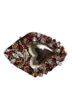 Dolce & Gabbana - Gold Tone Brass Sacred Heart Crystal Embellished Brooch