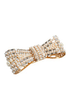 Dolce & Gabbana - Gold Tone Brass Bow Crystal FauxPearl Embellished Brooch