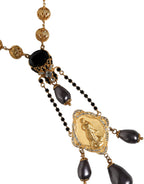 Dolce & Gabbana - Gold Chain Brass Black Beaded Rosary Style Necklace