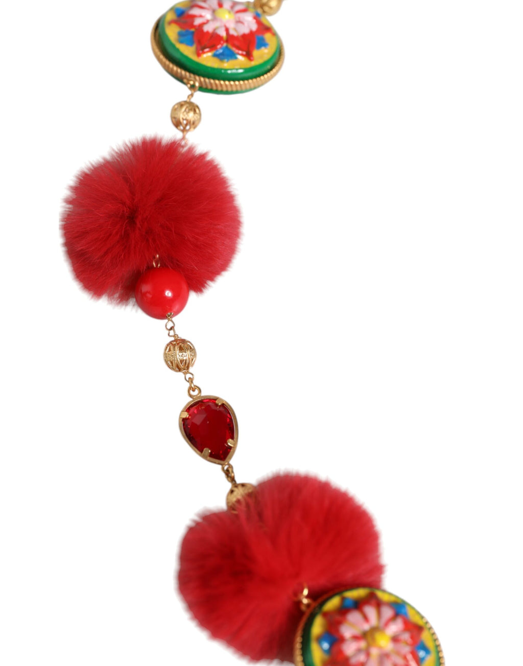 Dolce & Gabbana - Gold Brass Red Fur Crystal Waist Torero Belt