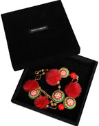 Dolce & Gabbana - Gold Brass Red Fur Crystal Waist Torero Belt