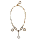 Dolce & Gabbana - Gold Chain Brass Crystal Clock Statement Necklace
