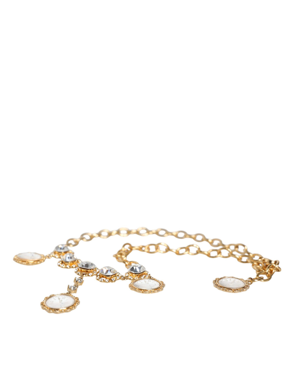 Dolce & Gabbana - Gold Chain Brass Crystal Clock Statement Necklace