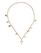 Dolce & Gabbana - Gold Tone Brass Chain Religious Cross Pendant Necklace