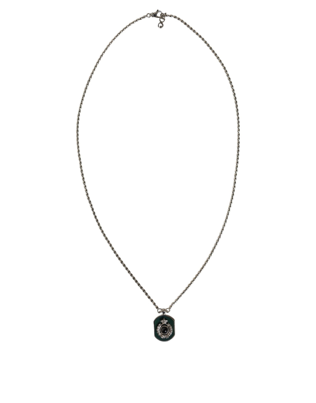 Dolce & Gabbana - Sterling Silver 925 Chain Bar Gem Pendant Logo Necklace