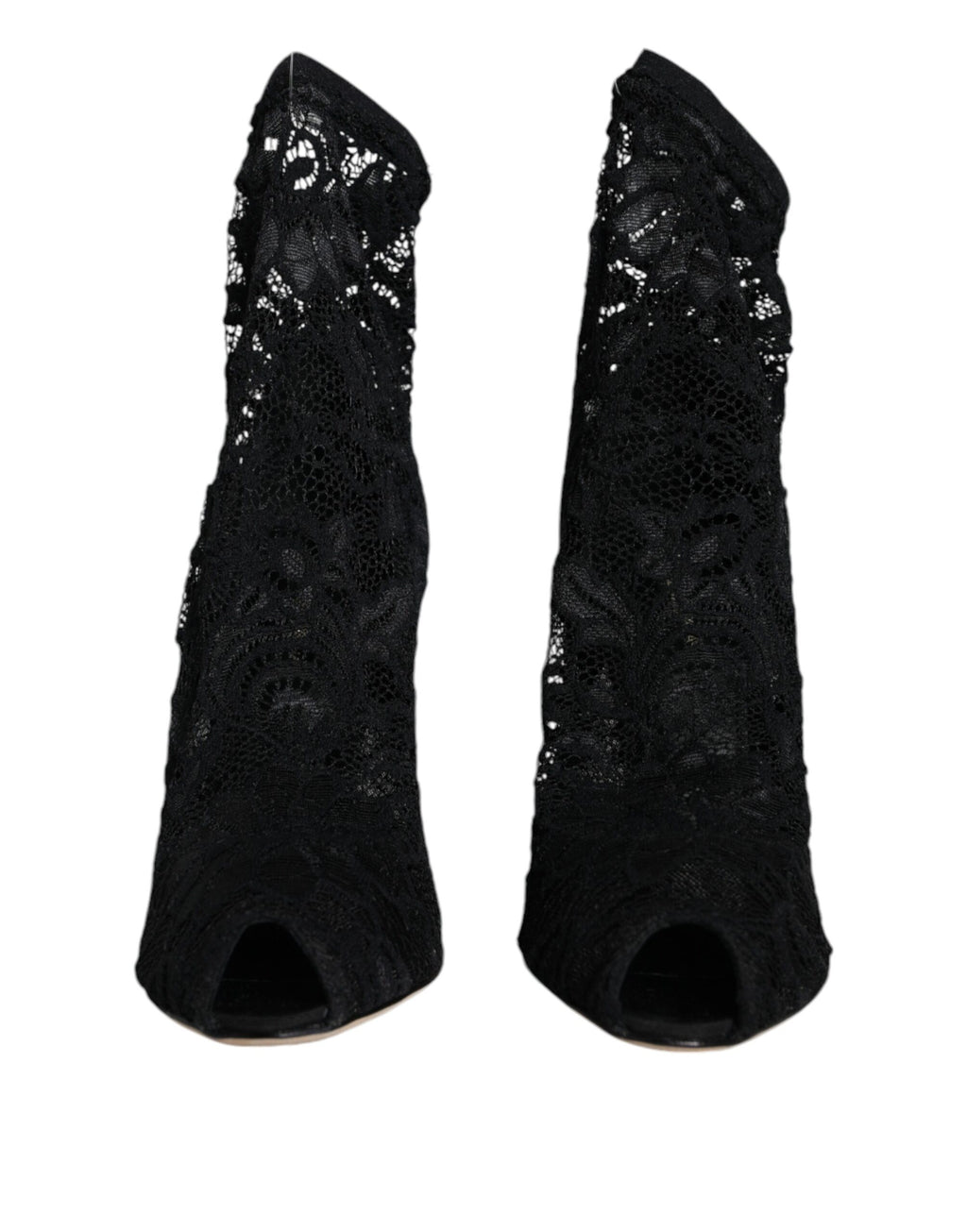 Dolce & Gabbana – Black Lace Stretch Mid Calf Boots