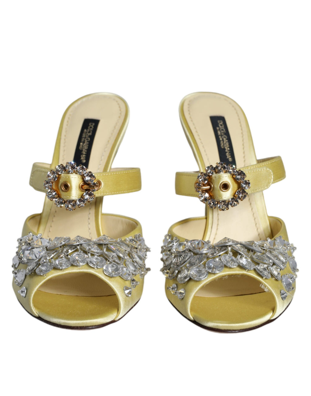 Dolce & Gabbana – Yellow Mary Janes Satin Crystal Sandals