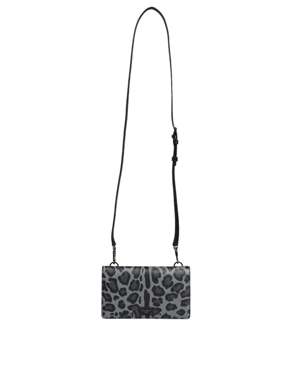Dolce & Gabbana – Black Grey Leopard Leather Card Slot Crossbody