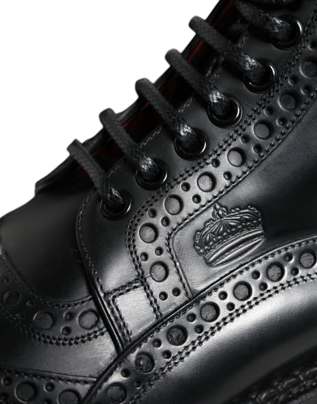 Dolce & Gabbana - Black Leather Lace Up Mid Calf Boots