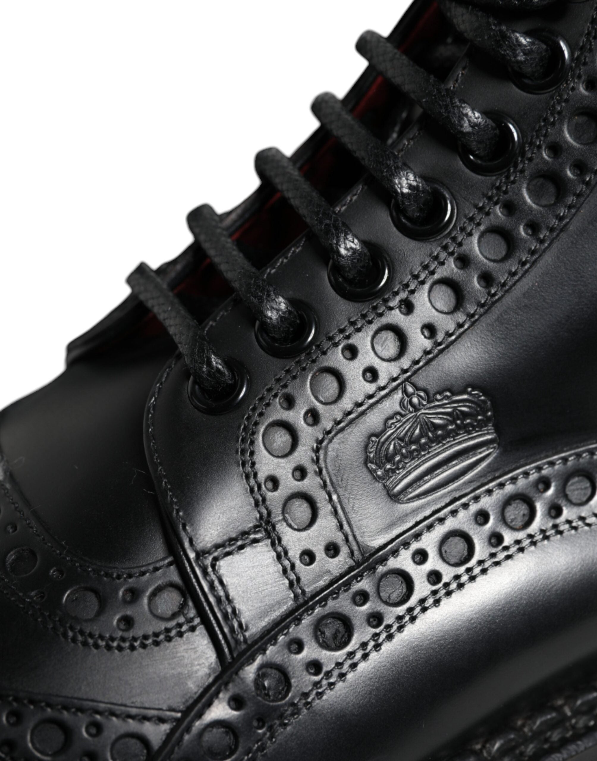 Dolce & Gabbana - Black Leather Lace Up Mid Calf Boots