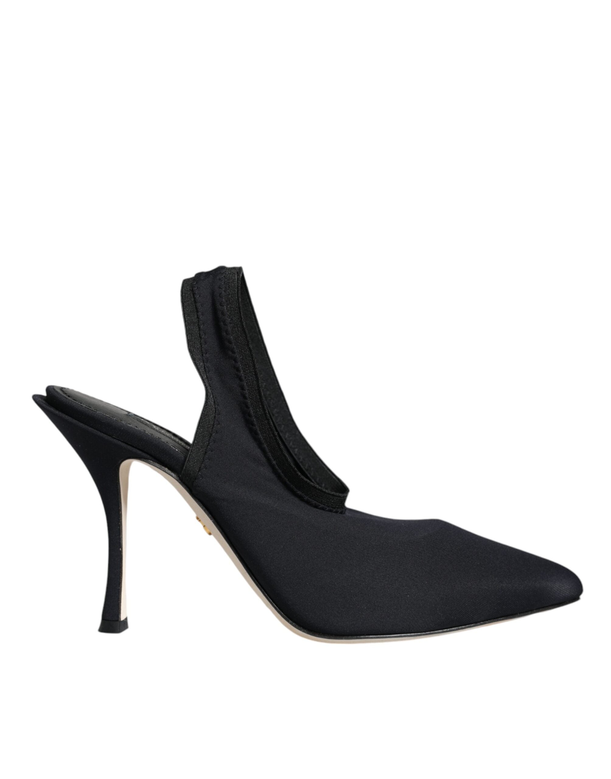 Dolce & Gabbana – Black Jersey Stretch Slingback Heels