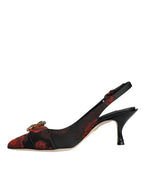 Dolce & Gabbana – Black & Red Floral Crystal Slingback Heels