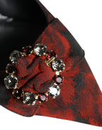 Dolce & Gabbana – Black & Red Floral Crystal Slingback Heels