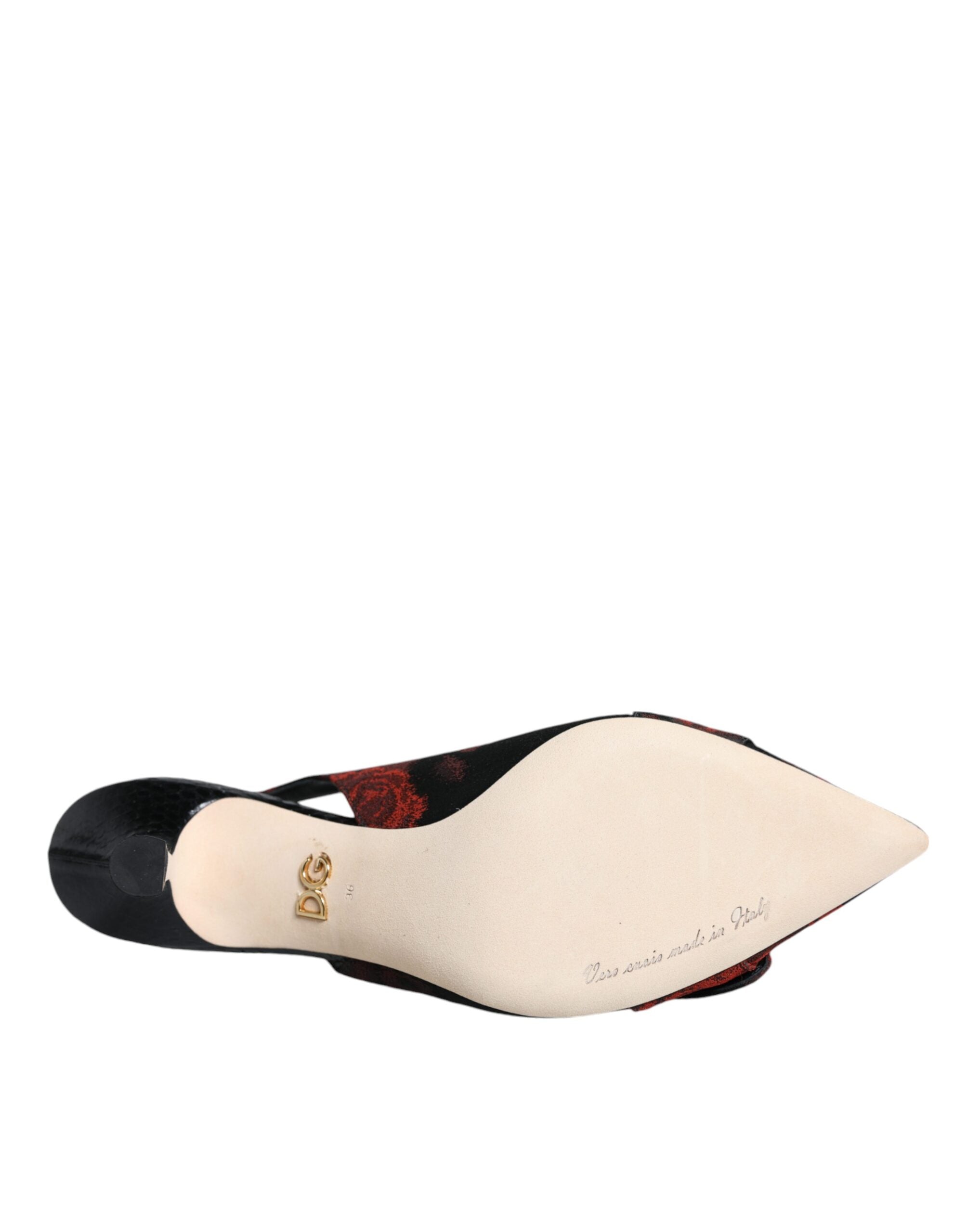 Dolce & Gabbana – Black & Red Floral Crystal Slingback Heels