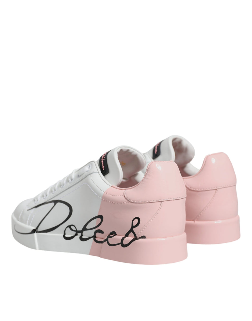 Dolce & Gabbana - White Pink Portofino Low Top Sneakers