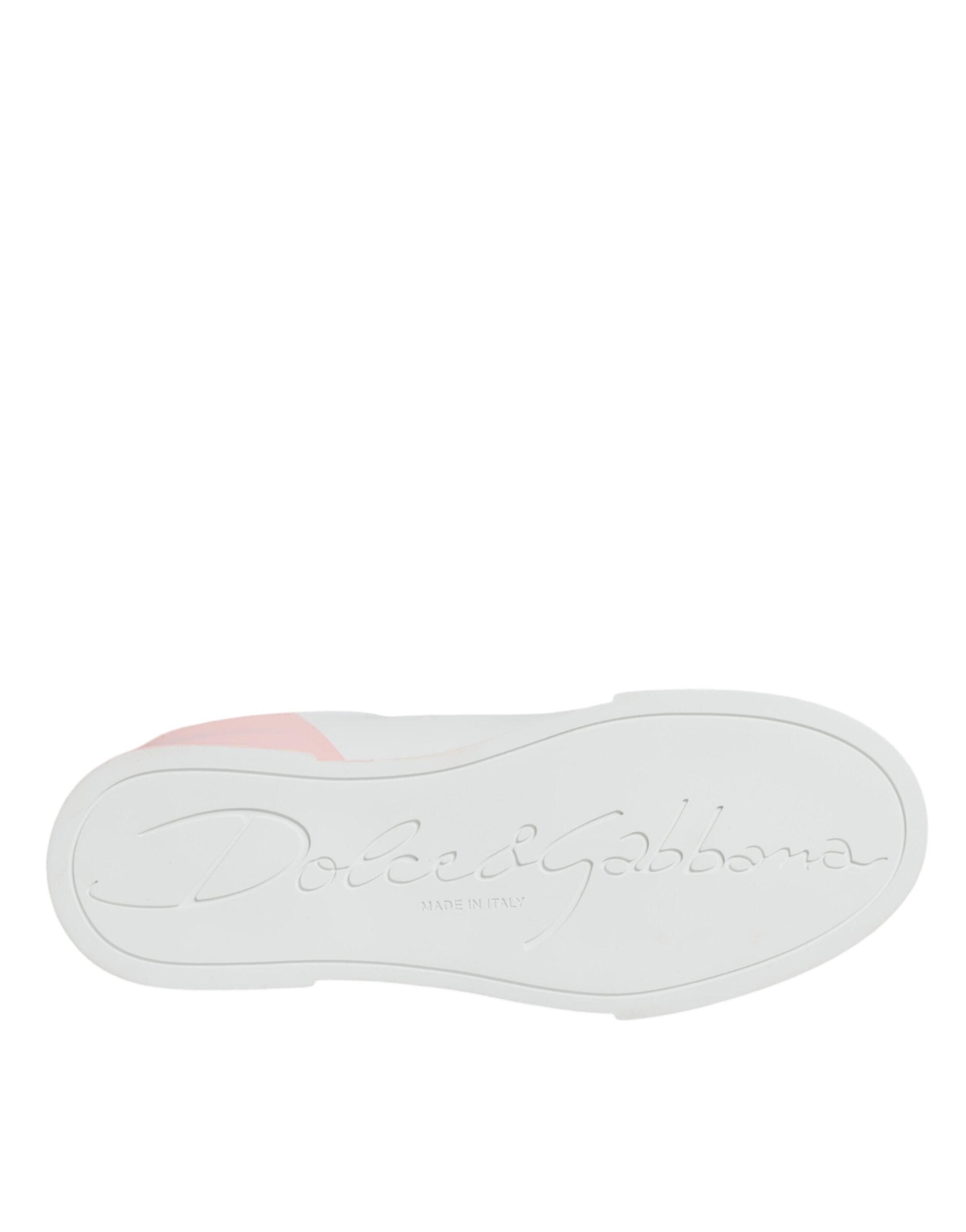 Dolce & Gabbana - White Pink Portofino Low Top Sneakers