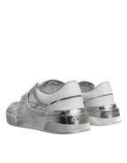 Dolce & Gabbana – Silver & White Leather Low Top Sneakers
