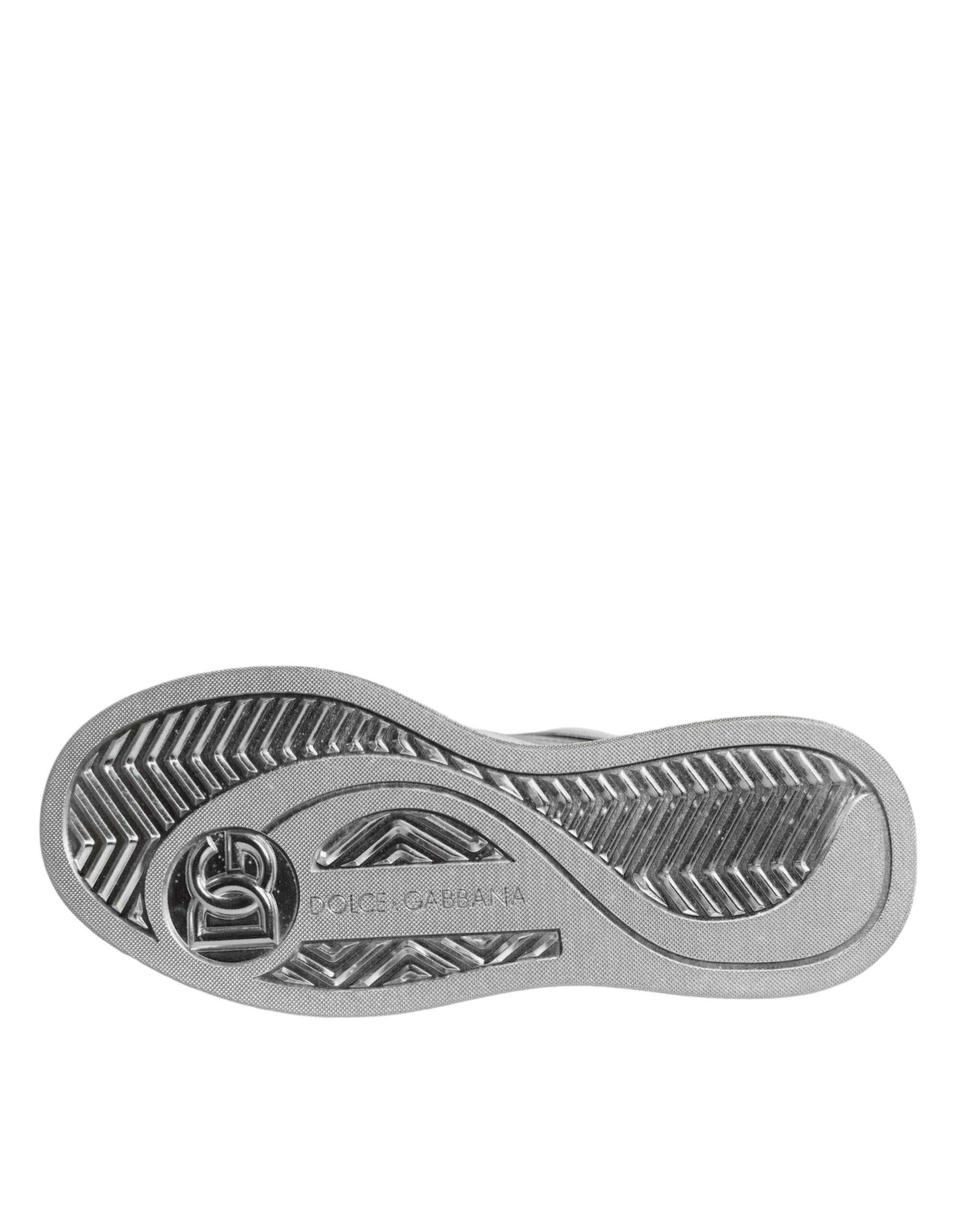 Dolce & Gabbana – Silver & White Leather Low Top Sneakers